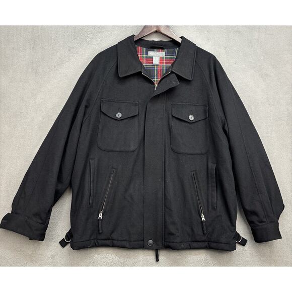 Daniel Cremieux Wool Coat Mens L Black Signature Collection Flannel Lined